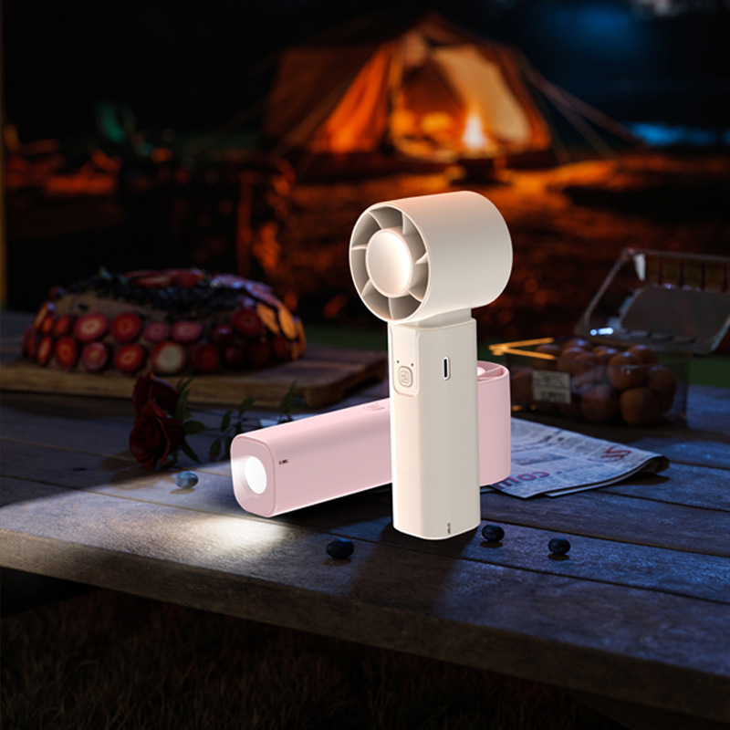 New Mini Handheld Fan USB Charging Fan Desktop High Speed Wind Outdoor Flashlight Portable