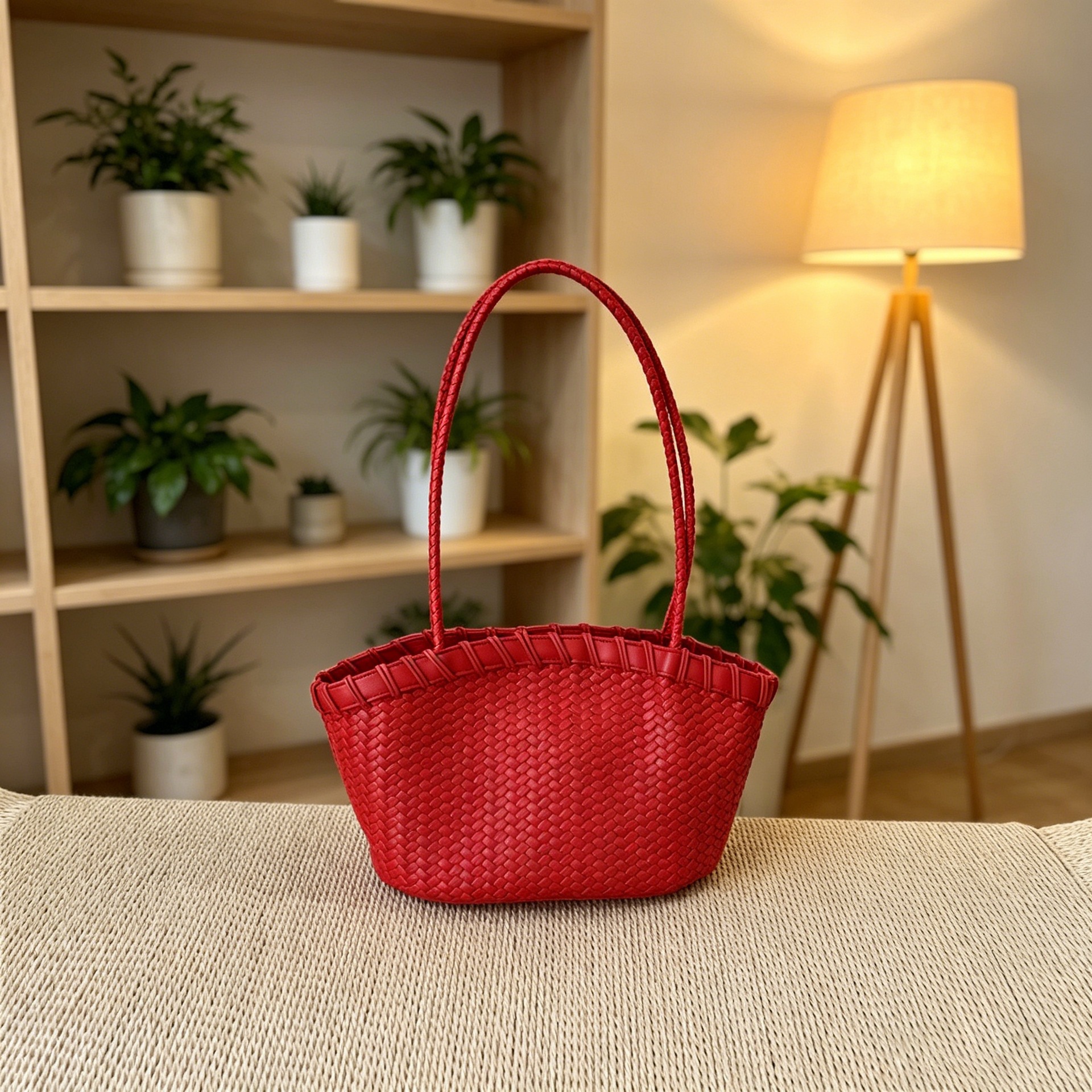 Spring/Summer New Vacation Woven Women Bag Handheld Basket Single Shoulder Shell-Shaped Tote Bag Woven Bag