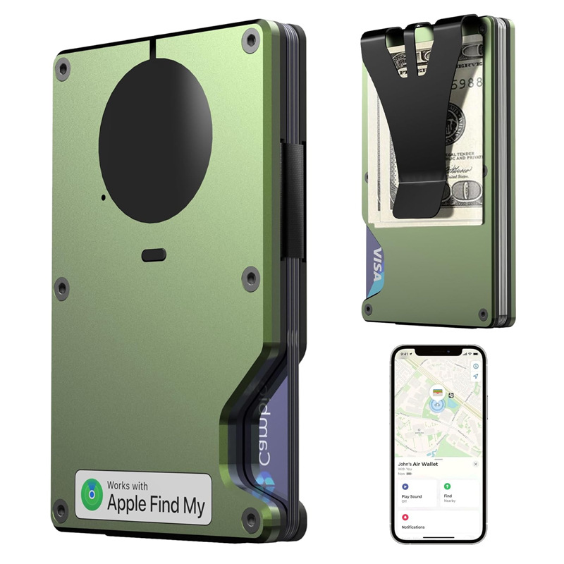 New Metal Money Clip Built-in Apple Find My Locator Chip Anti-Loss Card Clip Metal Wallet