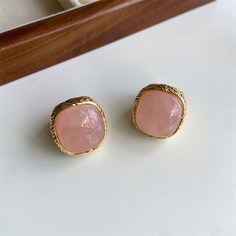 French AB pink crystal ring for women, metallic sense exaggerated turquoise index finger ring