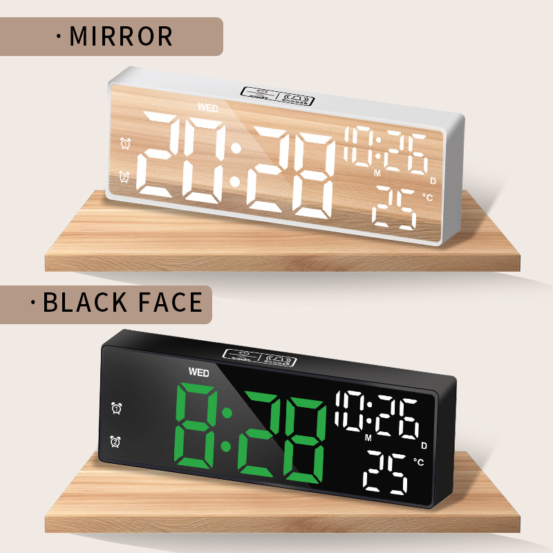 Touch Electronic Clock LED Large Screen Display Battery Plug-in Dual Use
