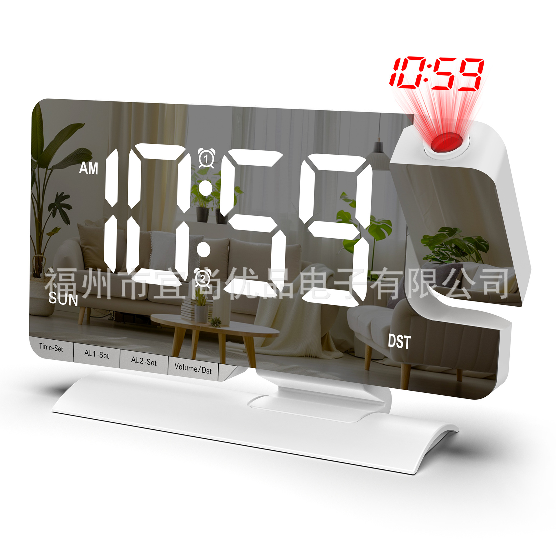 2026 New Large Screen LED Projection Clock Daylight Saving Time Desktop Electronic Clock Week Workday Dual Alarm Clock