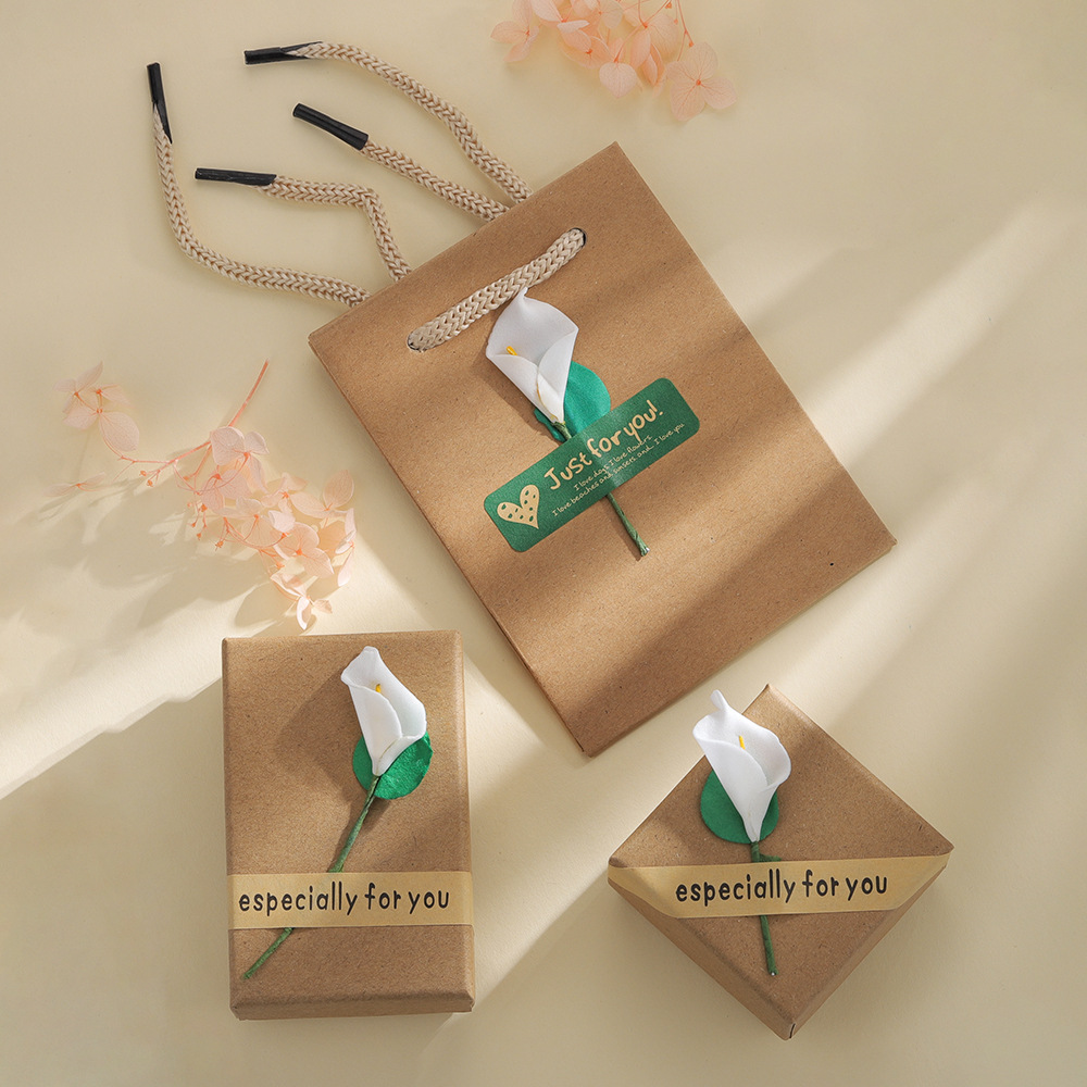 Jewelry Box Set Vintage Kraft Paper Gift Box Necklace Ring Bracelet Jewelry Box Flower Box