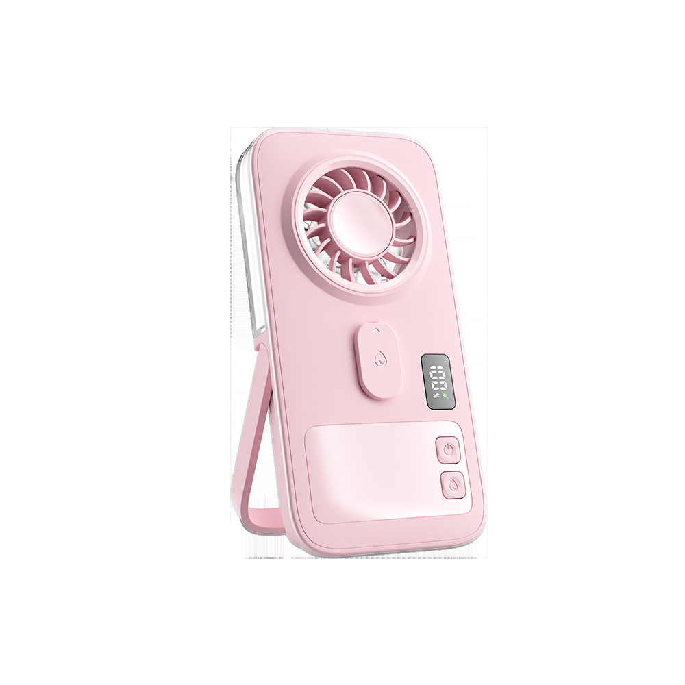 2026 new handheld spray fan, compact and portable, digital display, USB, outdoor humidifying and moisturizing mini fan