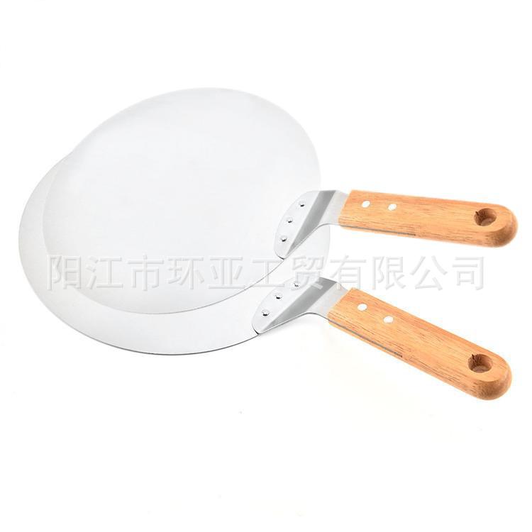 Wooden Handle Spatula 3-Piece Set Pizza Household Spatula Cake Stainless Steel Knife Tool Transfer Triangle Spatula Pastry Wheel