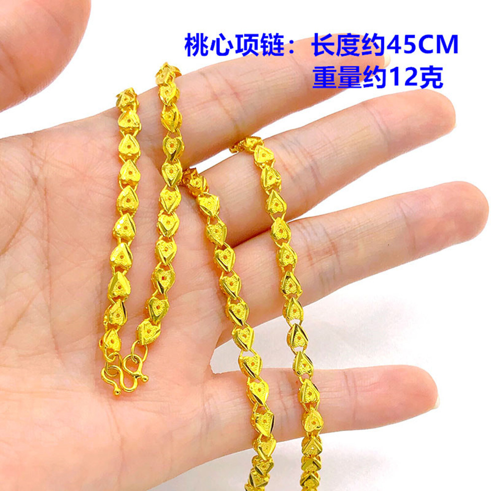 Vietnam sand gold necklace 999 gold-plated plain gold chain colored gold chain bare chain锁骨 pendant sweater chain jewelry