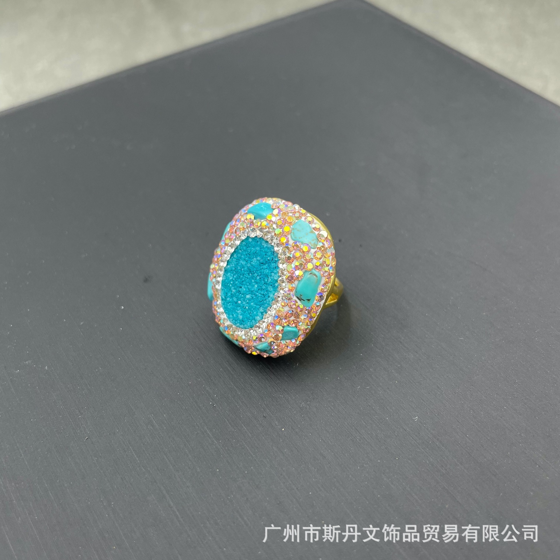 Natural Raw Crystal Tooth Inlaid Raw Stone Ring Emerald Niche Accessories Direct Wholesale