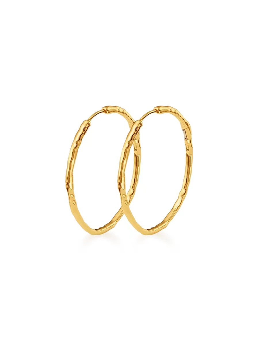 New Rose Story Liu Yifei Gold Earrings Half Circle Large Hoop Ear Accessories