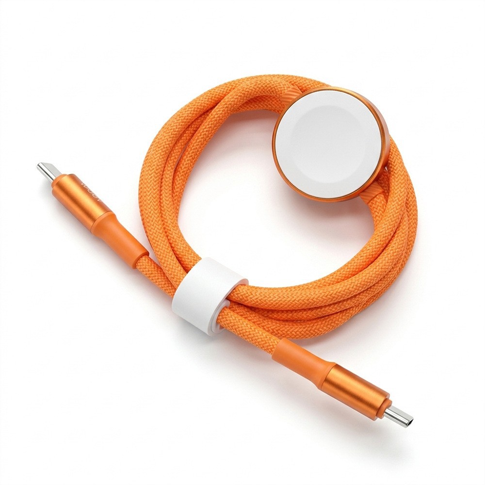 65W 2-in-1 charging cable for Apple iPhone and Watch, braided 2-in-1 data cable