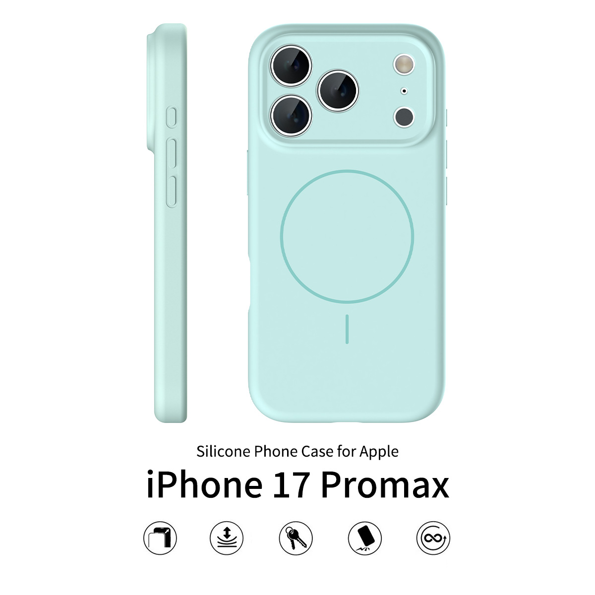 Silicone case for iPhone 17 Pro Max solid color anti-falling