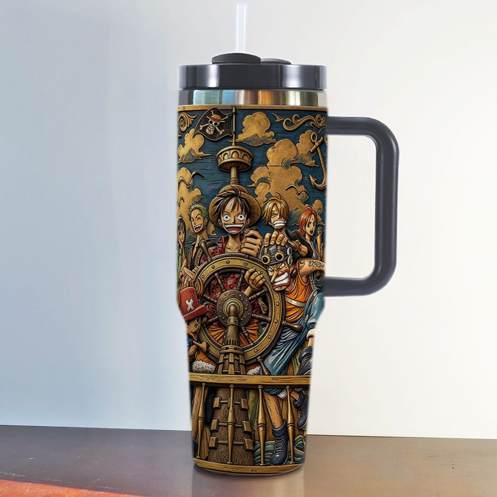 40oz stanley ice霸 cup ONEPIECE Luffy embossed printed One Piece car cup