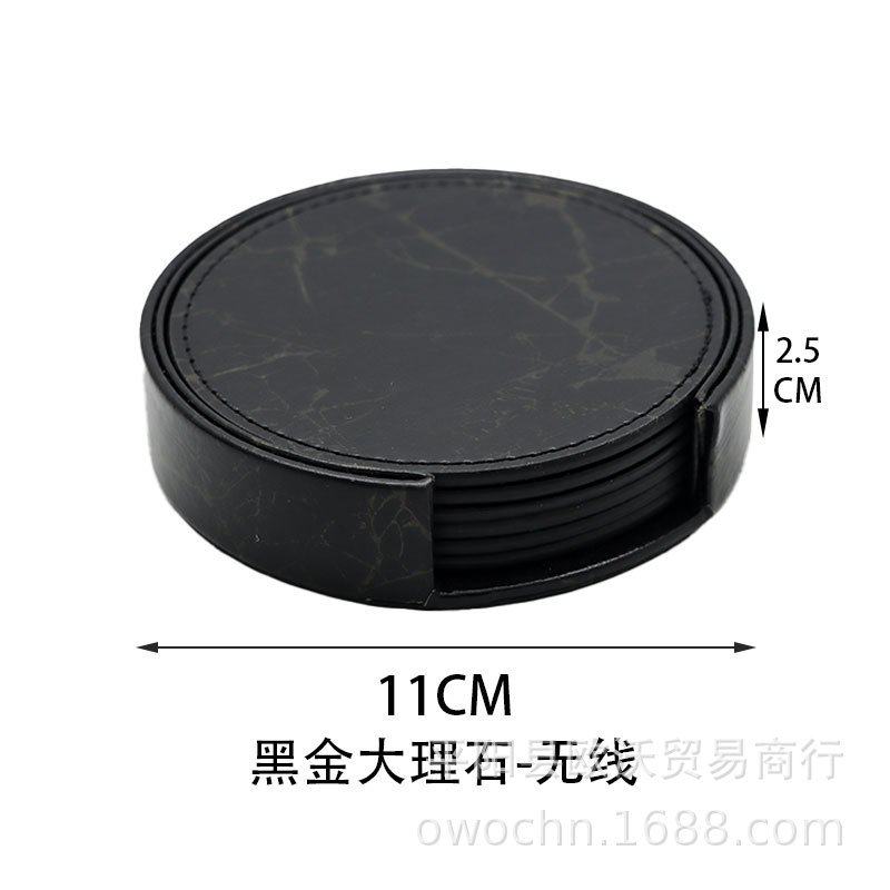 10CM wired leather round PU tea set heat insulation pad leather coaster logo