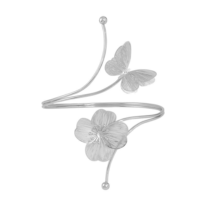 Metal open adjustable exaggerated butterfly flower hollow accessory arm ring