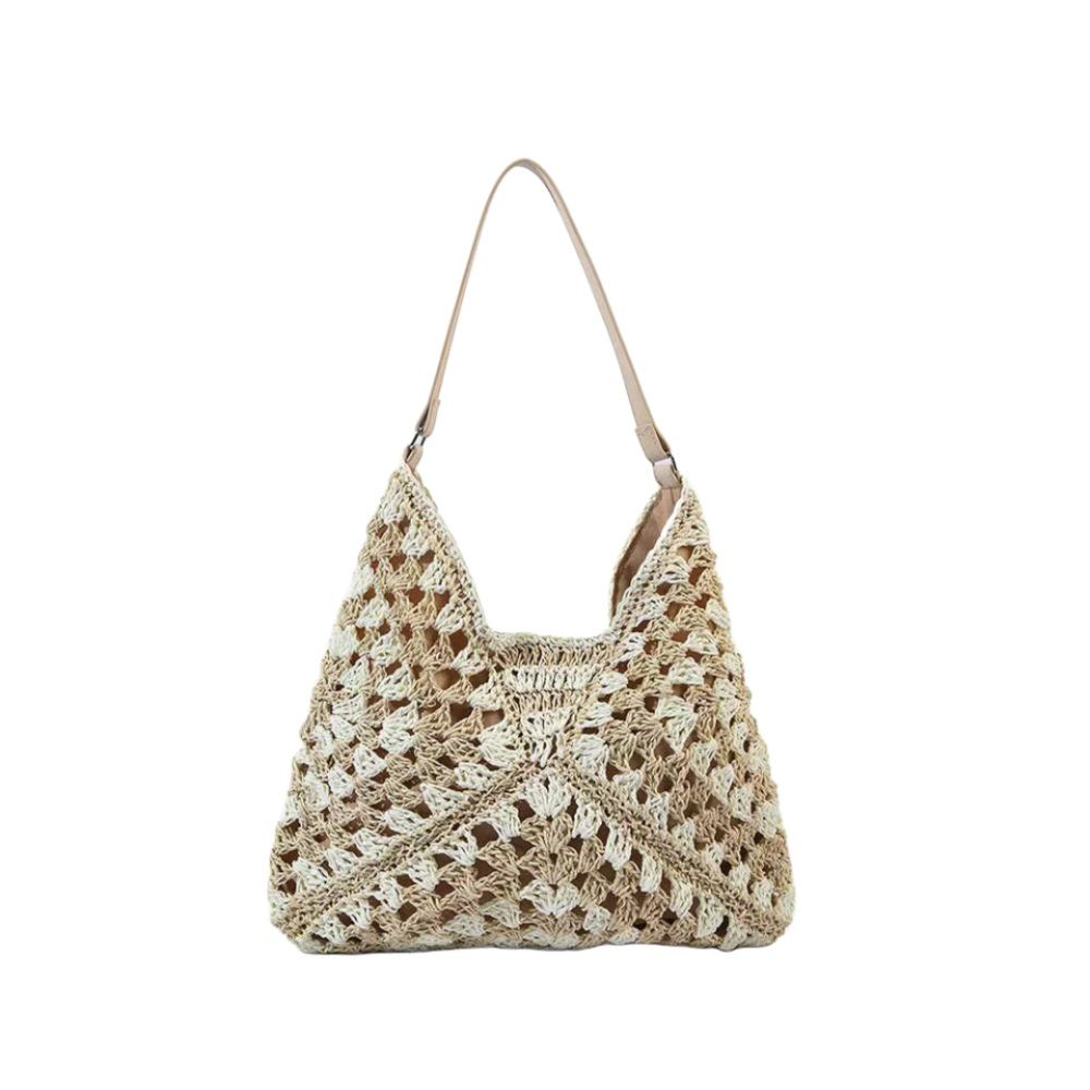 Hollow Paper Rope Straw Bag New Handwoven Bag Women's Large Capacity Single Shoulder Tote Bag Vacation Beach Bag