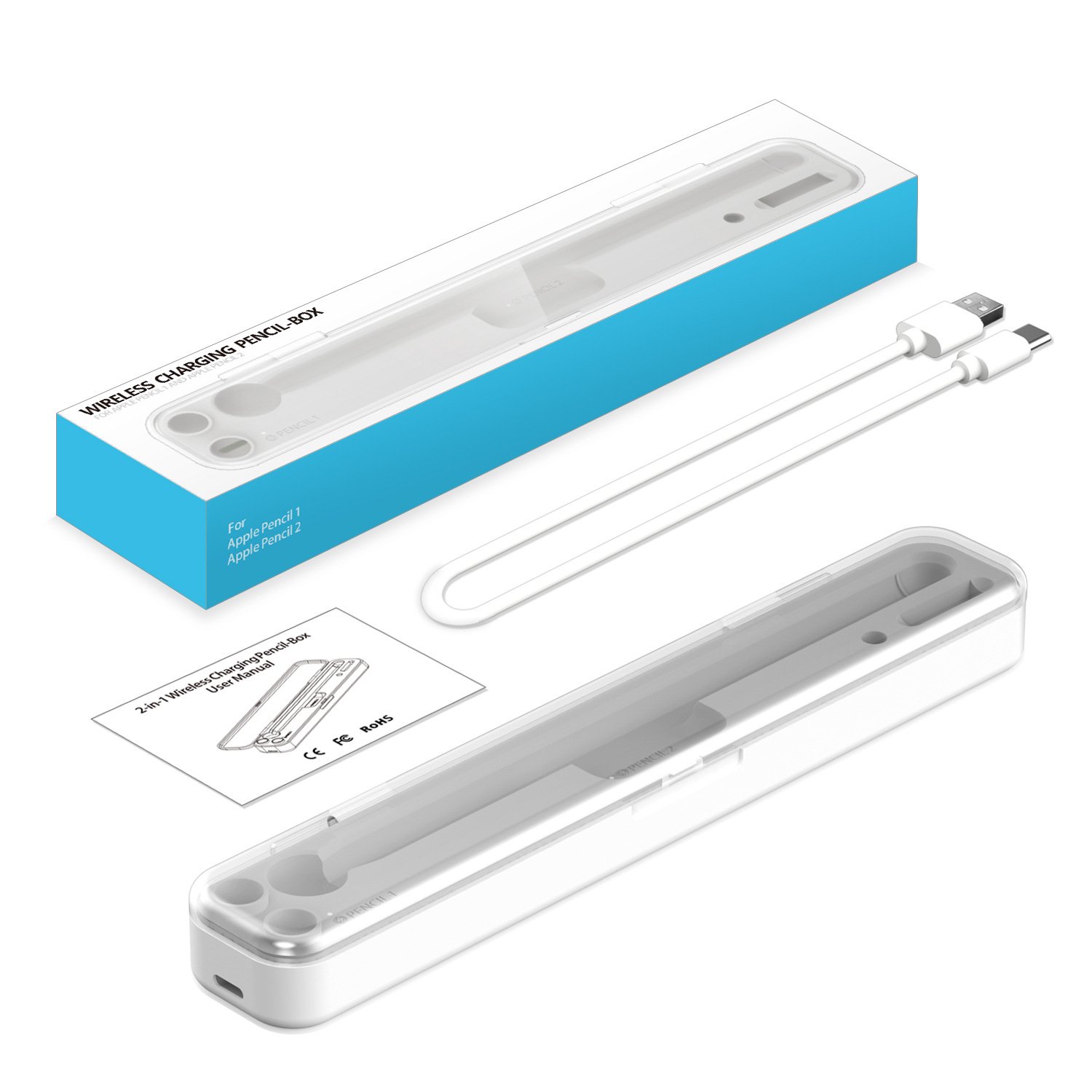 P1 2-in-1 Portable Wireless Charger for Apple Pencil 1st Gen Digital Pen Case Power Bank Magnetic