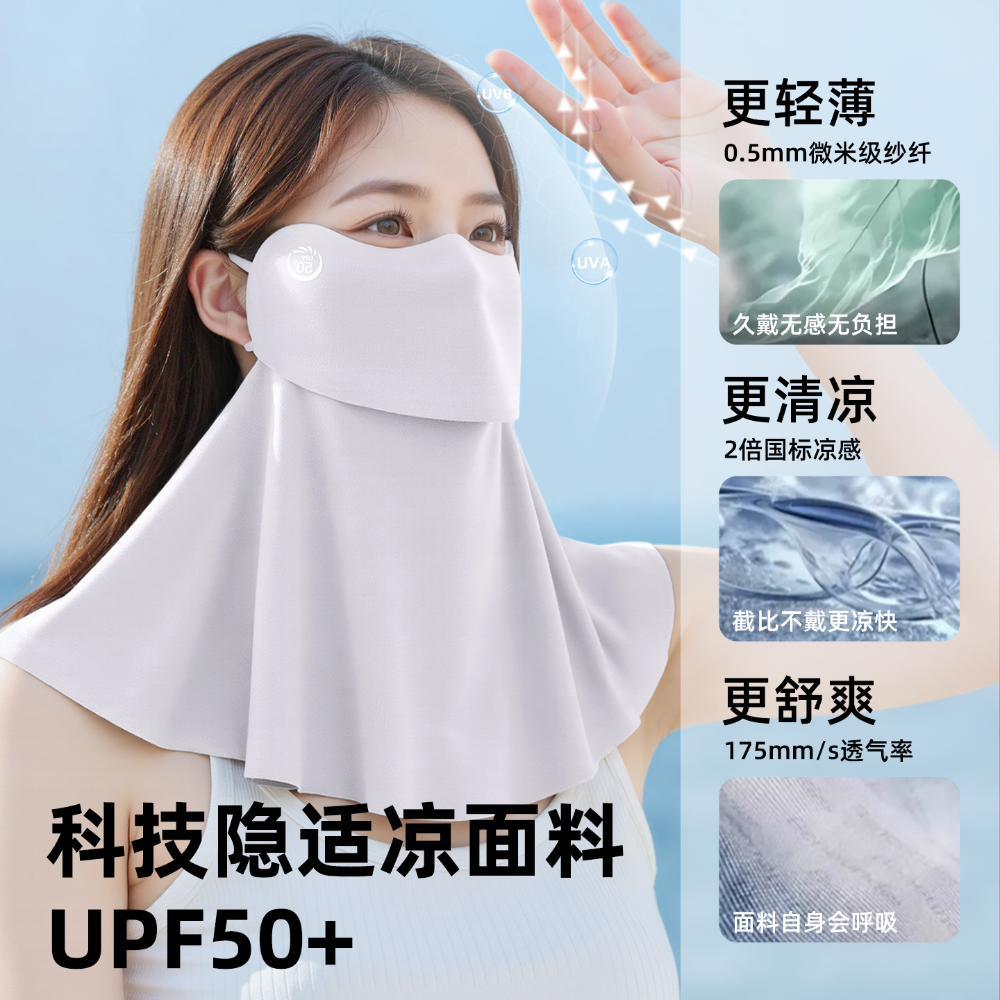 Drinkable Sun Protection Face Mask for Women UV Protection Facekini 6 New Neck Integrated Ice Silk Mask