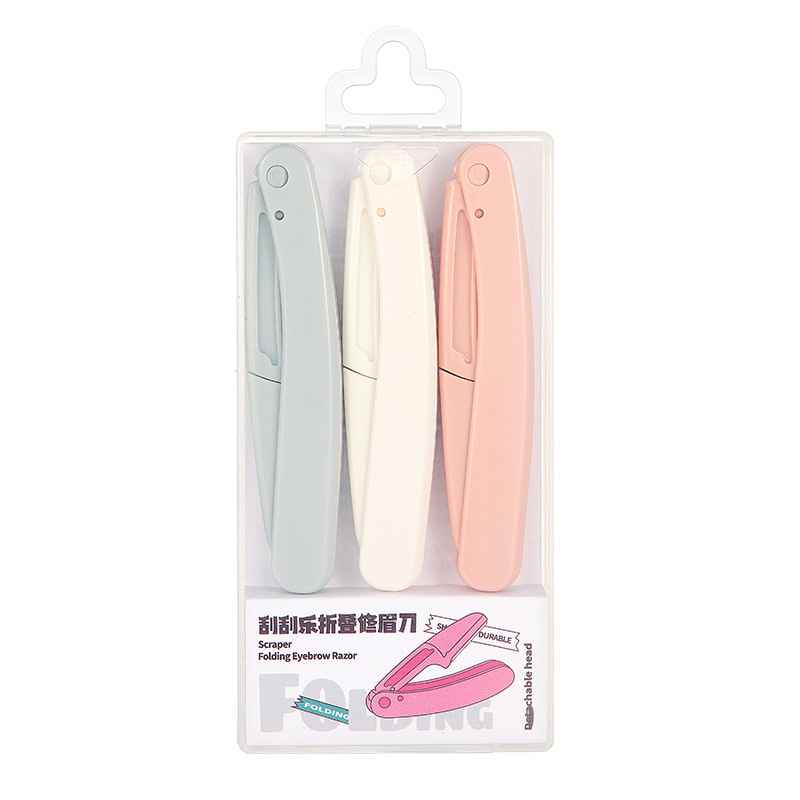 GECOMO scratch foldable eyebrow razor macro eyebrow blade anti-scratch eyebrow trimmer three-pack