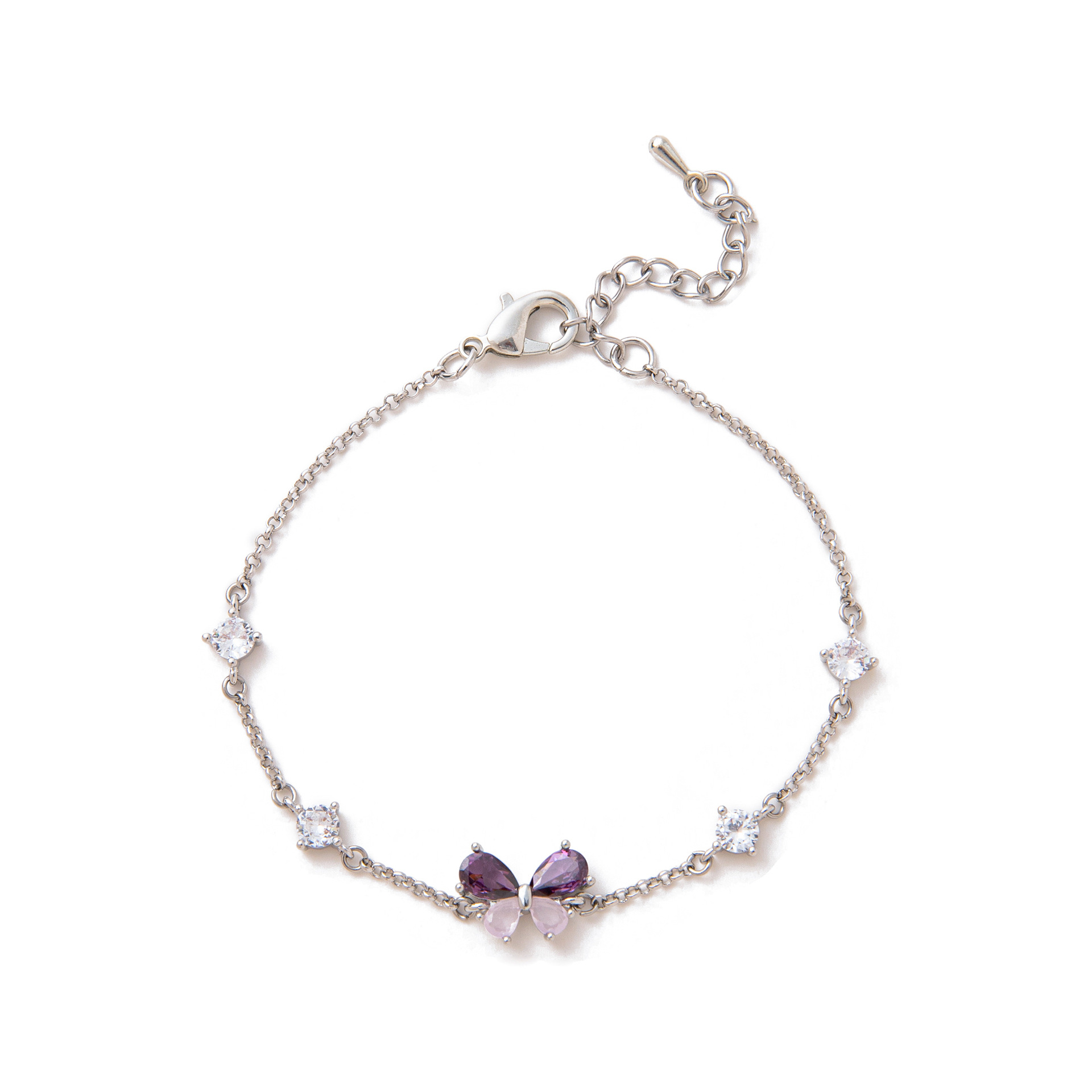 Cute and sweet bracelet with heart zircon, butterfly knot, Valentine's Day bead gift, popular item