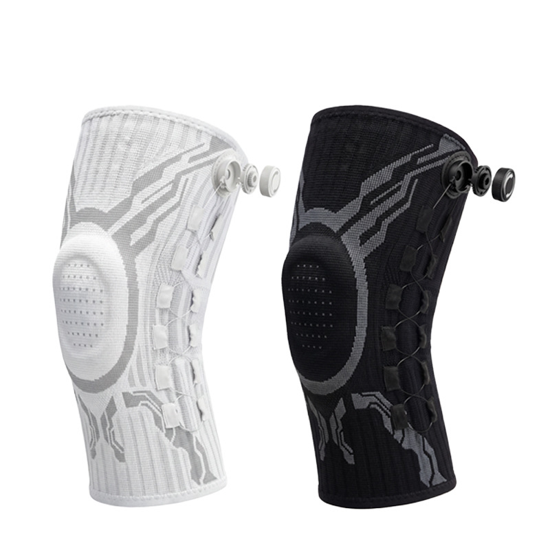 Rotary buckle knee brace, sports outdoor running fitness spring support, silicone cushioning, knitted compression knee protection
