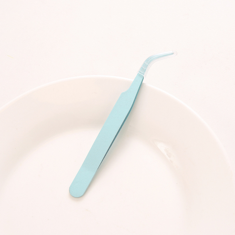 DIY colorful pointed curved tip clip macaron pink eyelash manual hand account tweezers stainless steel tweezers