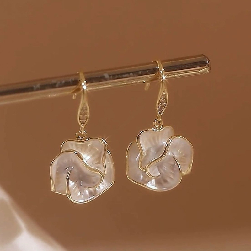 New glaze mountain flower zircon earrings niche ear drops ear accessories