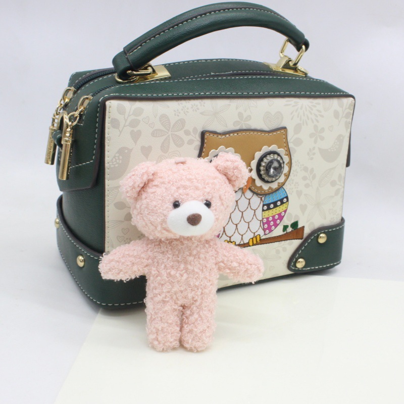 Conjoined Teddy Bear Plush Toy Keychain Bag Charm Cute Big Head Accessories Sweater Doll