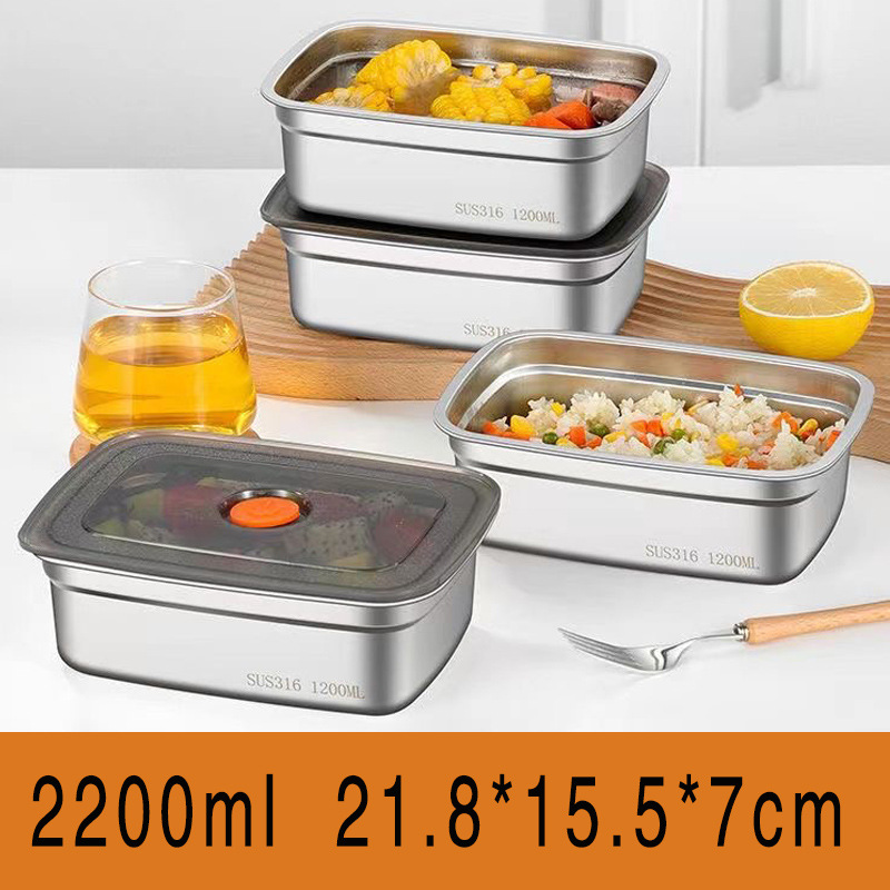 316 stainless steel fresh-keeping box with lid sealed lunch box bento box refrigerator storage box microwave safe leak-proof durable
