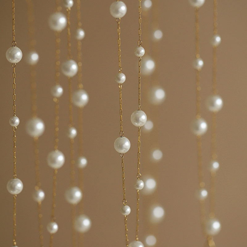 Rongshang Double-Layer Starry Sky Pearl Necklace Clavicle Chain Titanium Steel Pearl Necklace Accessory
