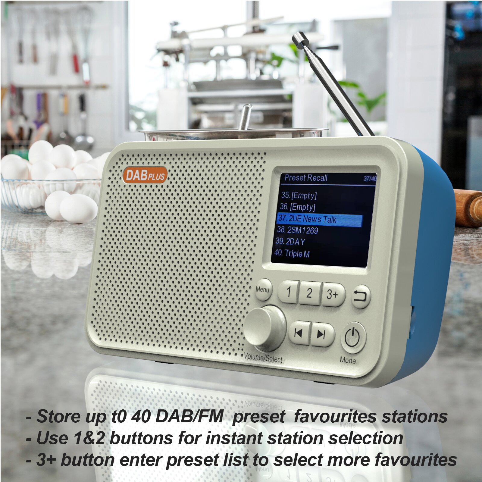 European Portable DAB/FM Card Insert Bluetooth Digital Radio TF Card MP3 Player Built-in Speaker