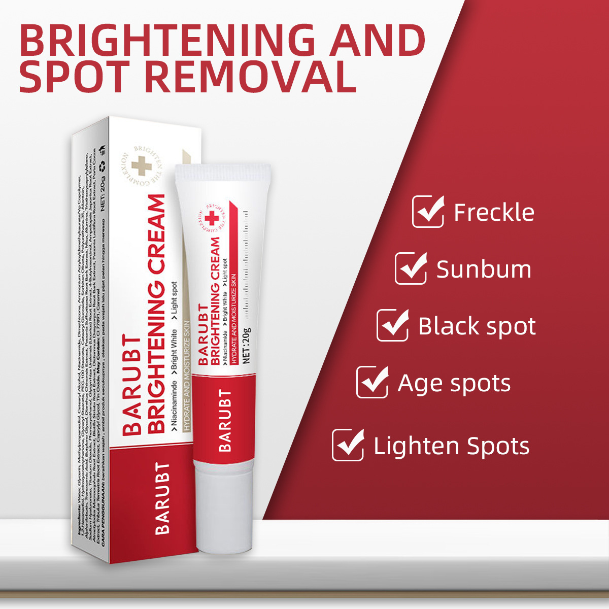 BARUBT White Beauty Cream Brightening Cream Face Cream Improve Sun Spots Freckle Smooth Skin Fade Spots Cream