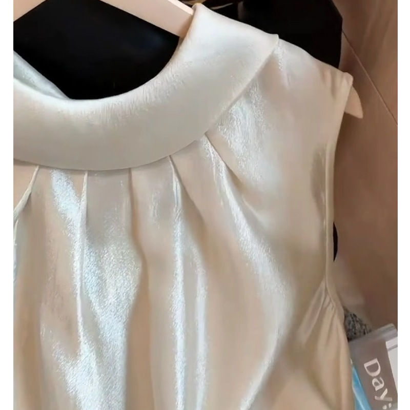 Pearl Satin Sleeveless Camisole for Women 2026 Summer New Chic Top