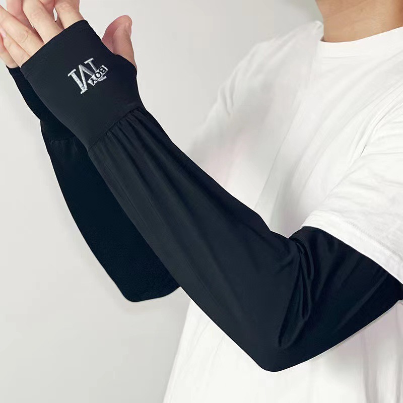 Summer Sun Protection Arm Sleeves for Men Ice Silk Breathable Loose M Logo Outdoor UV Protection Sun Protection Arm Sleeves Ice Silk