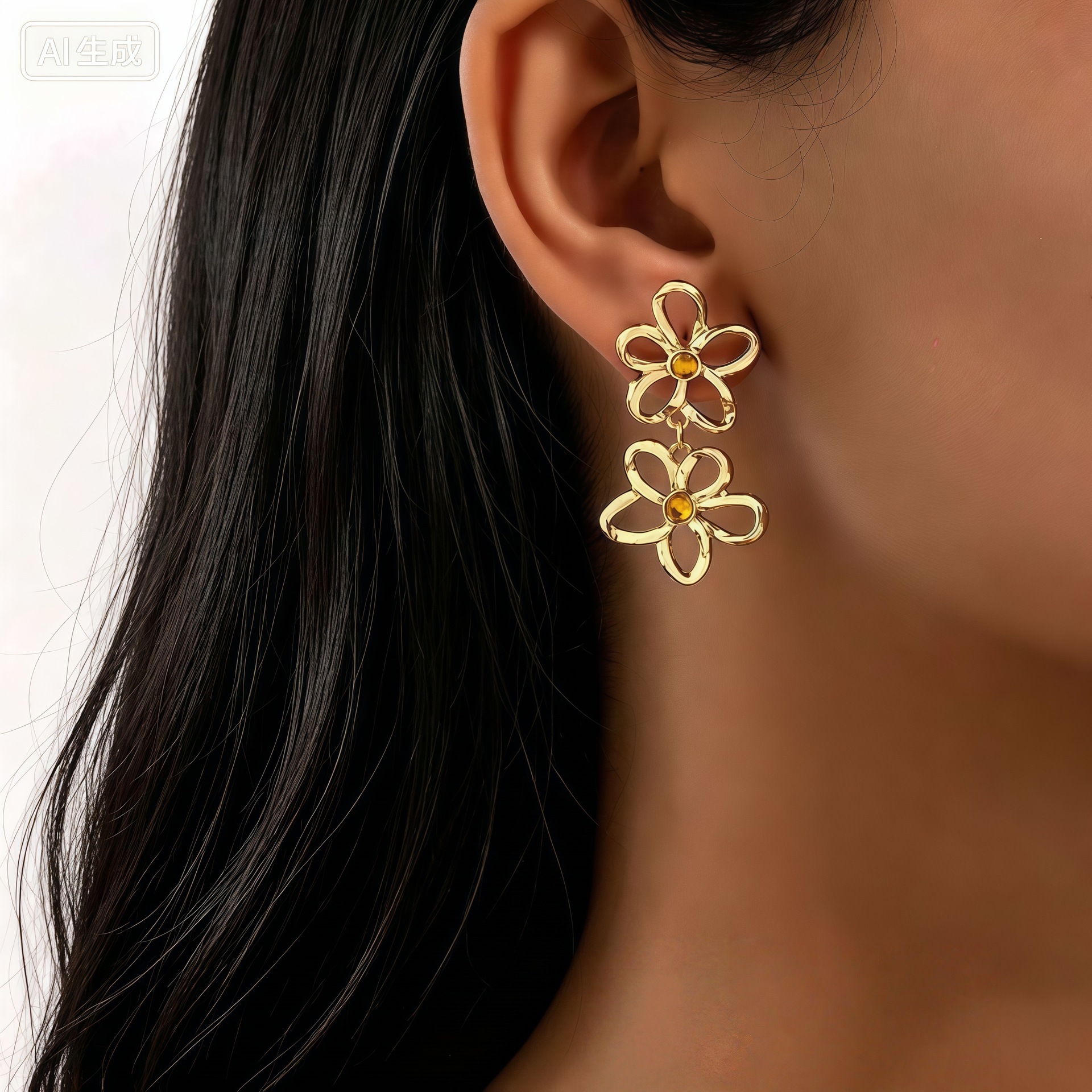 Windy Large Petal Long Earrings Matte Exaggerated Geometric Earrings Women
