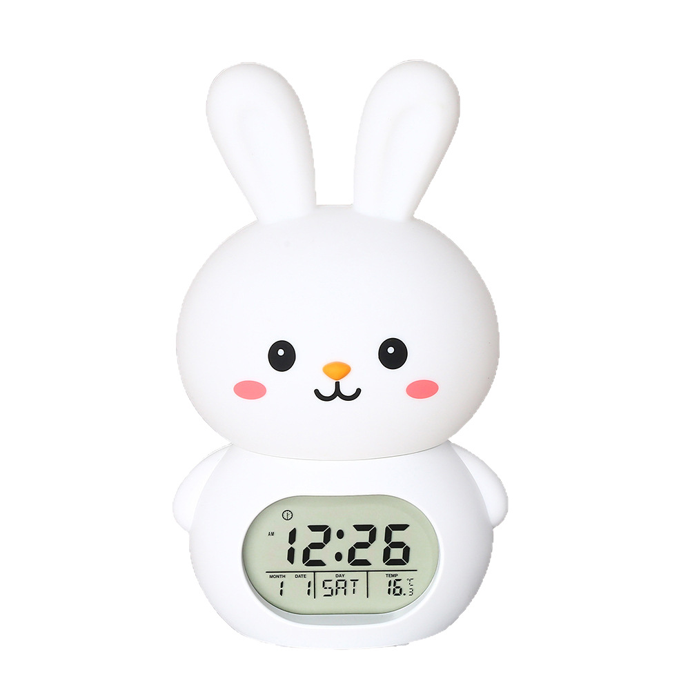Smart children's alarm clock, night light, cartoon cute student bedside colorful desk lamp, snooze electronic alarm clock timer