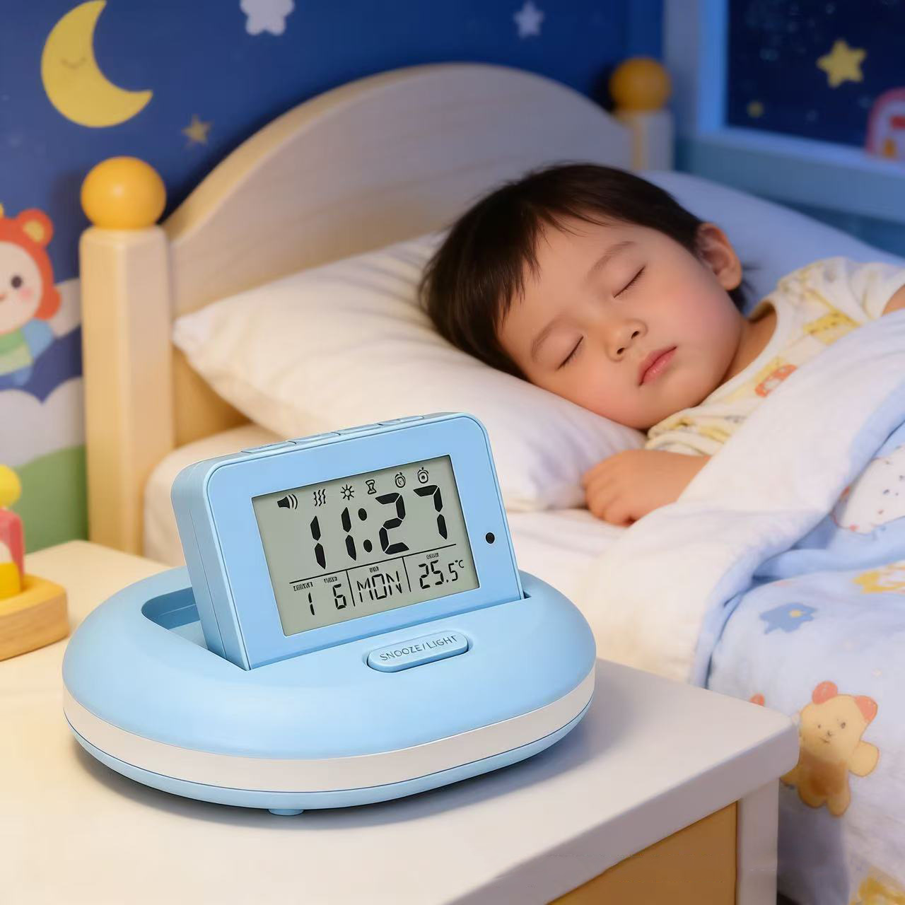 Multifunctional night light countdown alarm clock, bedside vibration snooze alarm clock, student electronic perpetual calendar desk clock