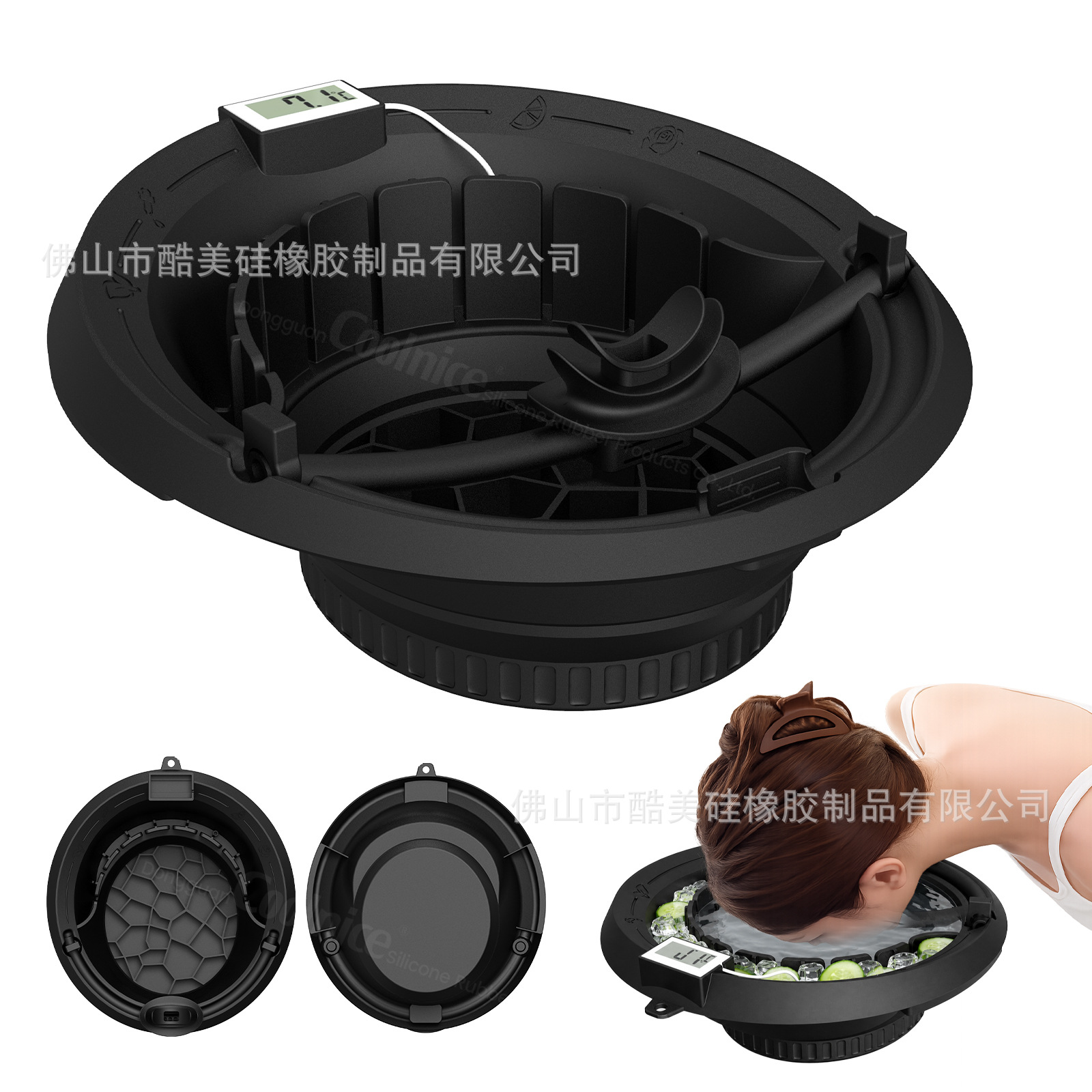 New breathable ice compress face basin with ice grid filter chamber ice therapy care ice bath beauty silicone foldable face basin