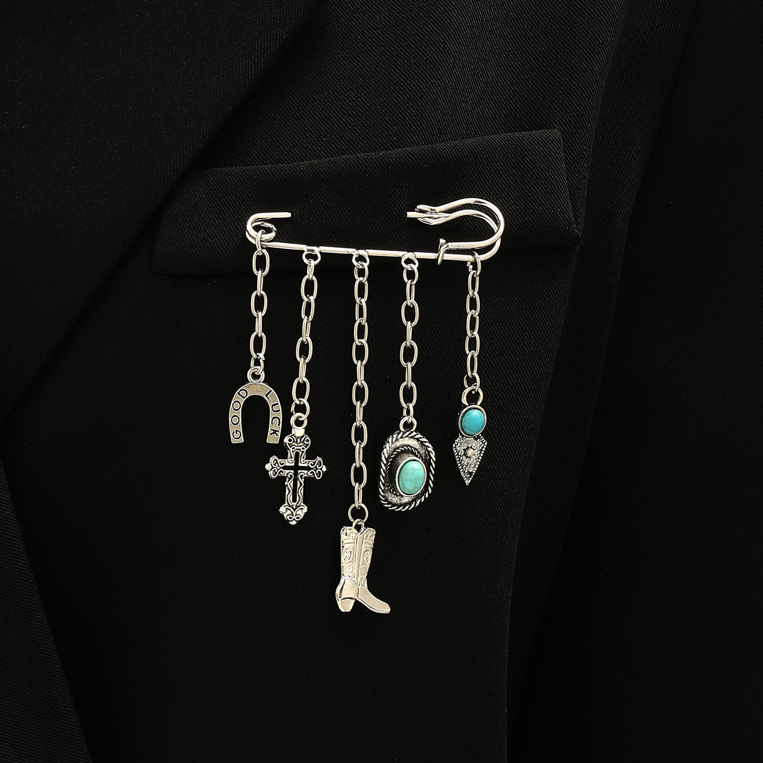Accessories Paperclip Chain Brooch Men Women Punk Hip Hop Love Pin Suit Tassel Accessories