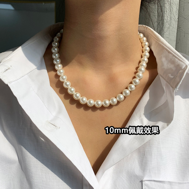 Austrian imported strong light ultra-fine milky pearl necklace women's simple clavicle chain niche neck chain women