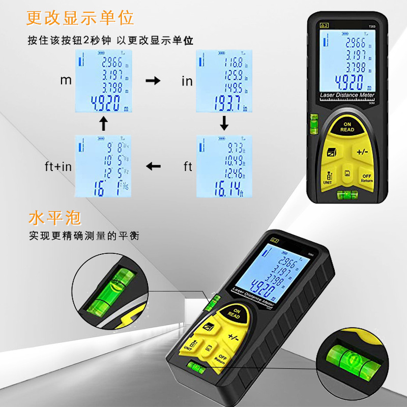 Laser Distance Meter Handheld Infrared Electronic Measuring Tool Long Distance Level Portable