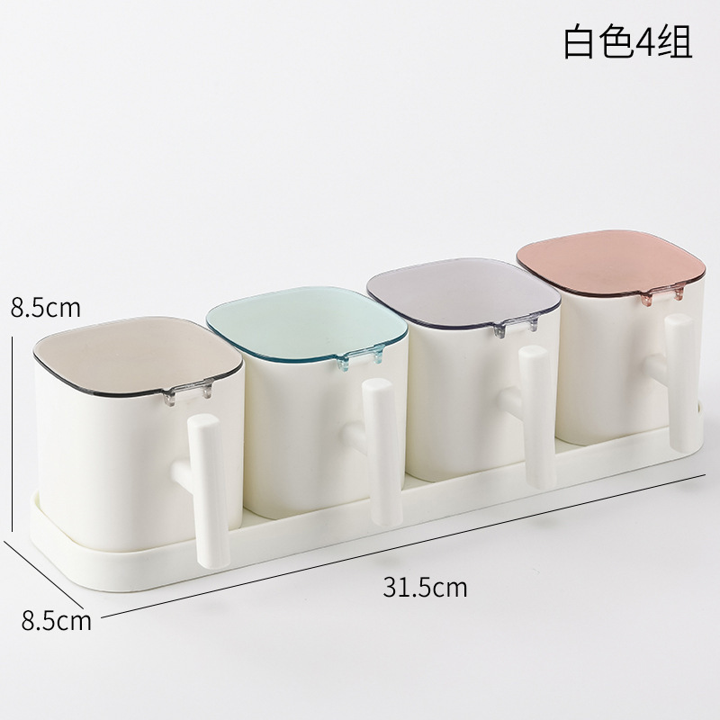 kitchen combination seasoning box seasoning jar kitchen supplies with lid salt jar seasoning household with spoon storage box