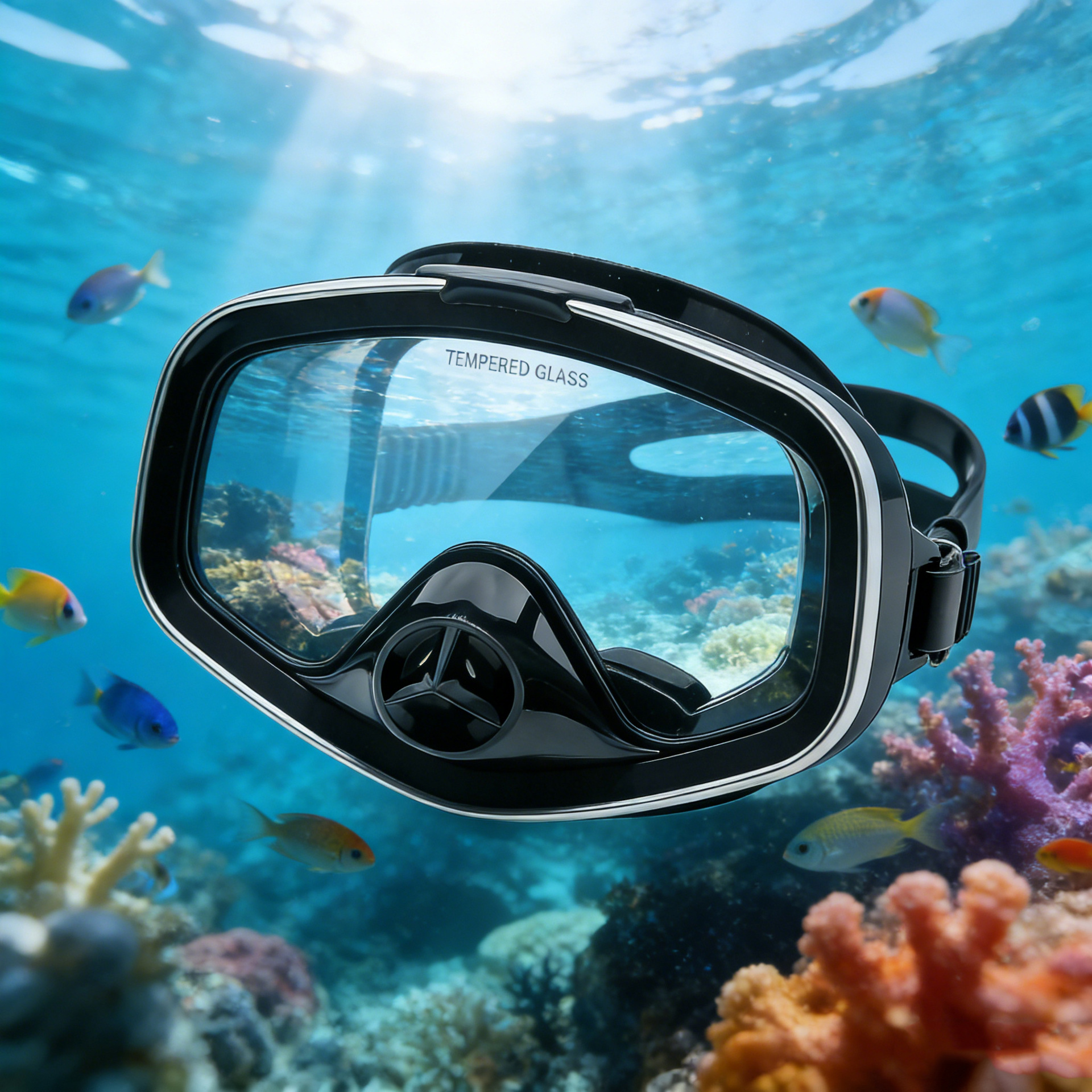 Professional valve diving mask silicone large frame adult beachcombing lightweight tempered glass snorkeling mask