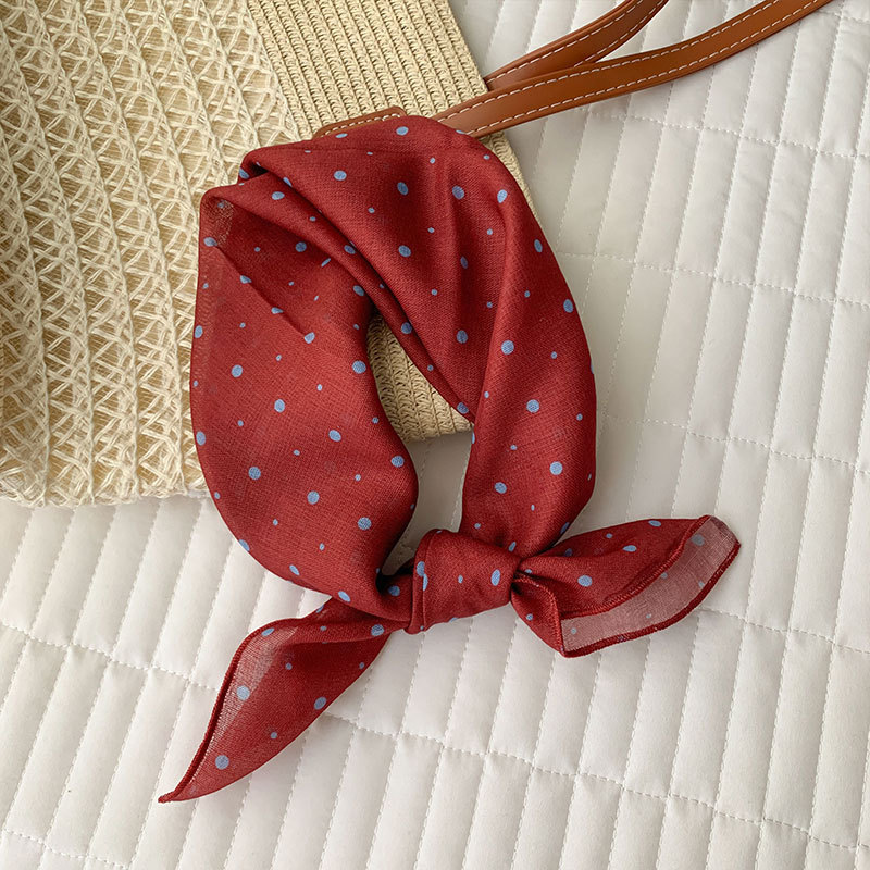 New neck-tie cotton-linen scarf for women, brown series small square scarf