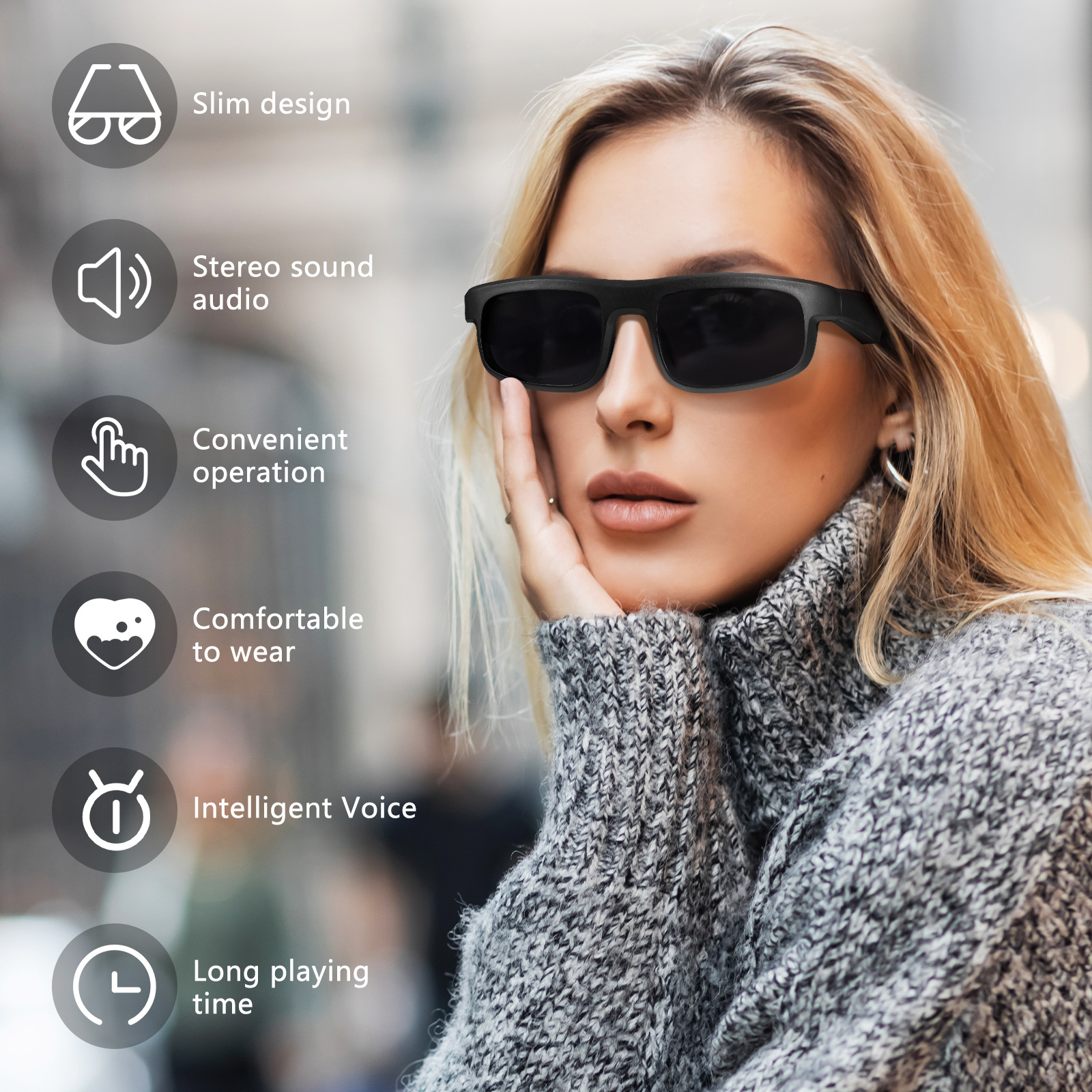 New M8Pro Smart Bluetooth Glasses Bone Conduction Sunglasses Cycling Sports Music Calls