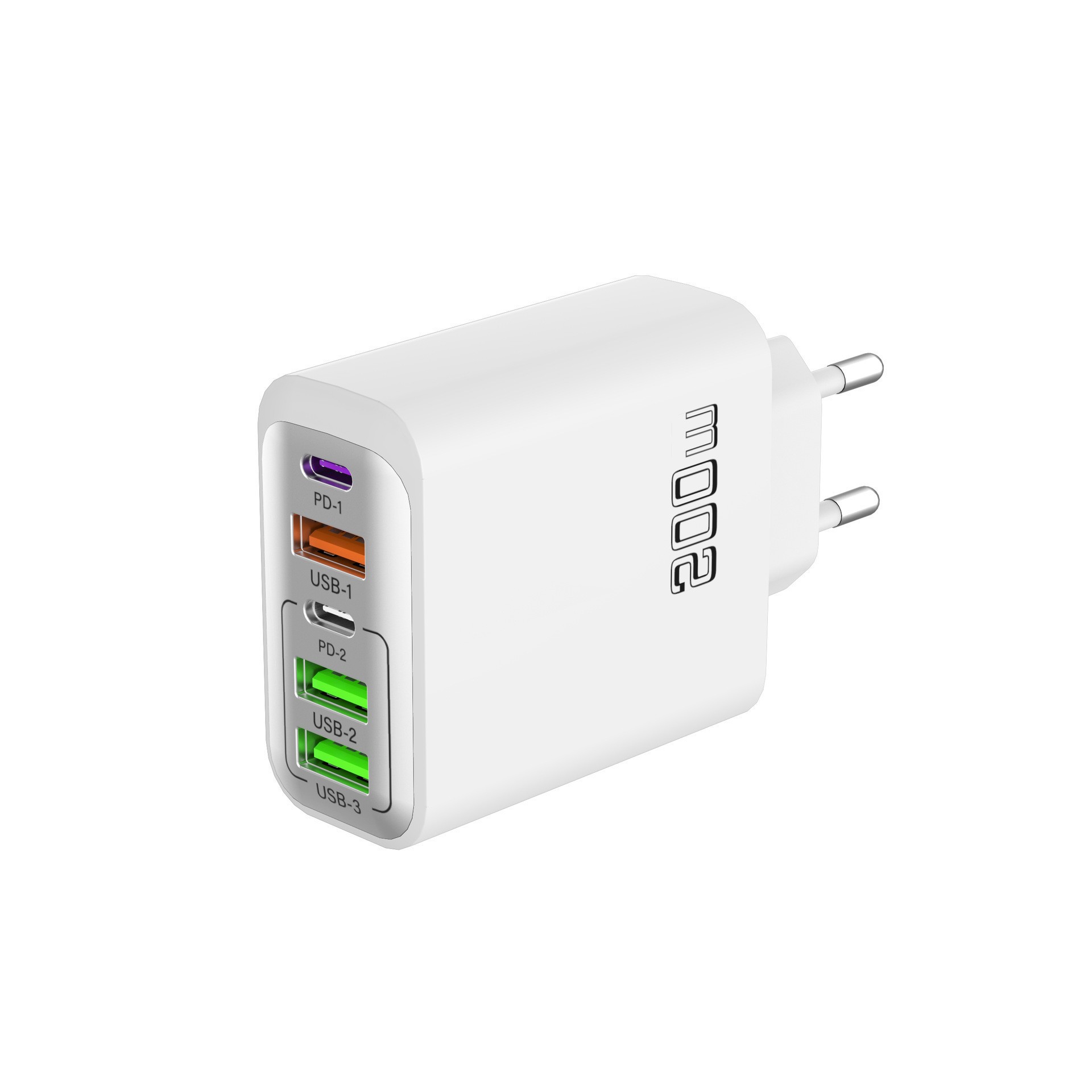 200W Charger UK Plug Multi-Port Phone Charging Head 3USB+2C Plug Type-C Adapter