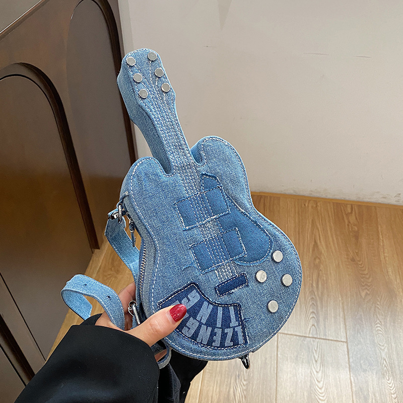 New Women's Bag Denim Shoulder Crossbody Bag Guitar Bag