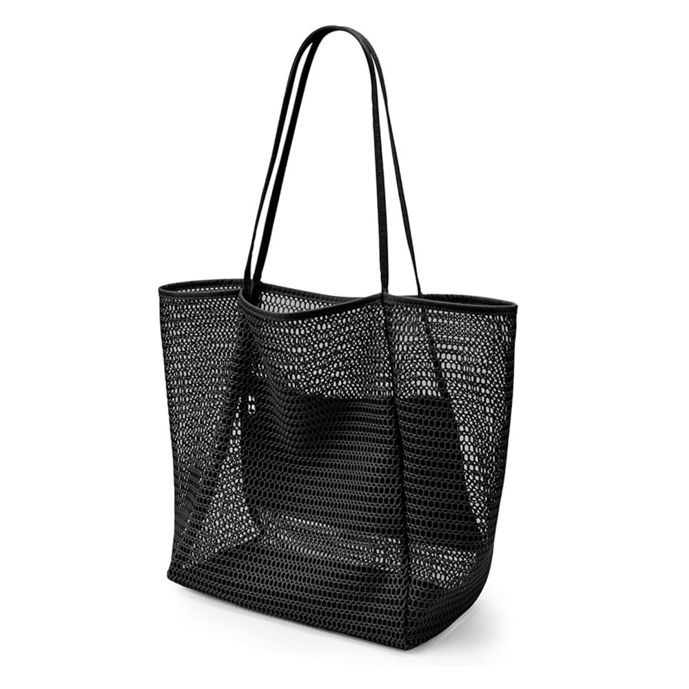 Folding beach bag mesh netting handbag women's shoulder bag summer outdoor travel play bag