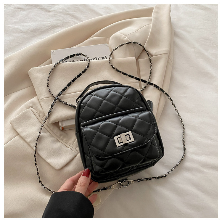 Niche mini backpack women 2026 new diamond grid chain casual multifunctional single shoulder bag