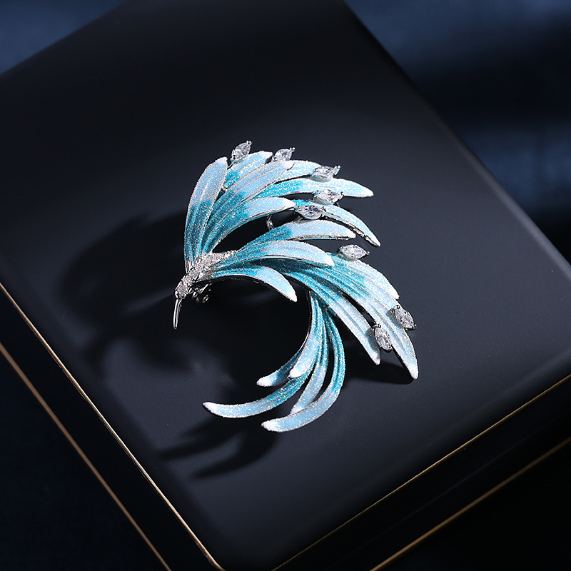 Chinese Style Phoenix Brooch Cheongsam Dress Accessories Elegant Pin Chinese Style Gradient Feather Brooch