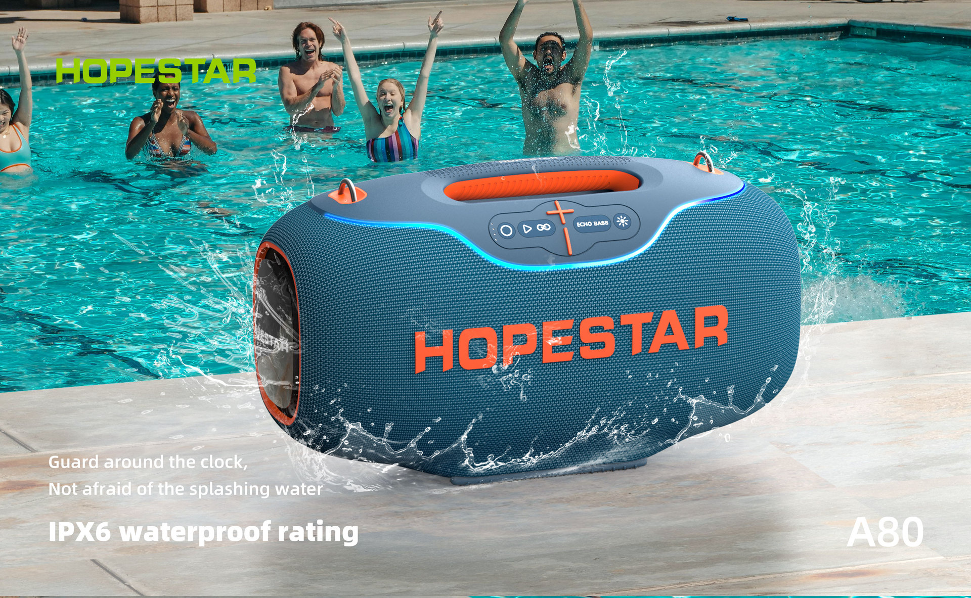High power 350W outdoor portable K song聚合 Bluetooth speaker heavy bass waterproof dual mic