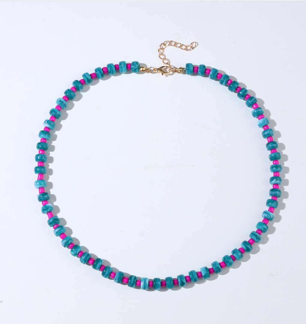 Colorful Natural Stone Abacus Bead Candy Color Round Bead Beaded Necklace